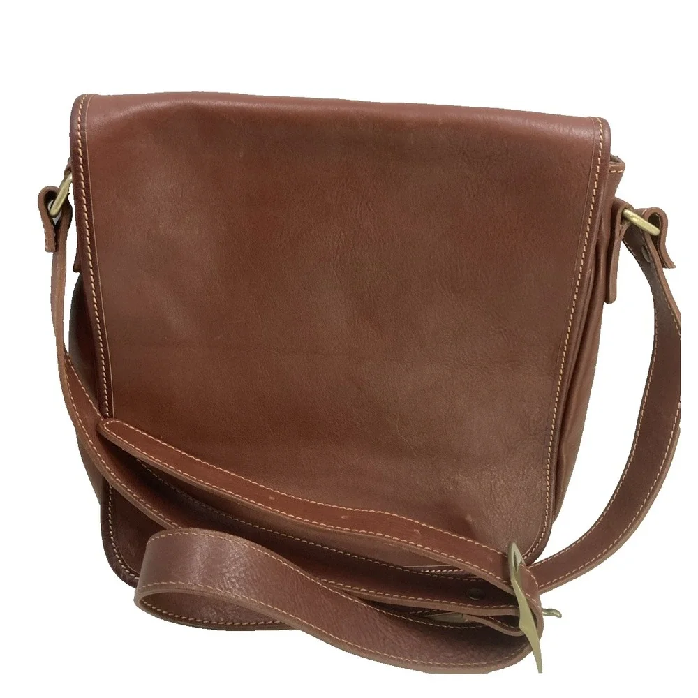 Vtg Italian Leather Messenger‎ Bag Crossbody Purse Commuter Handmade in Italy